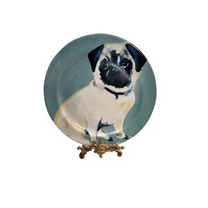 Sally Muir Anthropologie Dog-a-Day PUG Dessert Plate‎ 8.5" Replacement READ